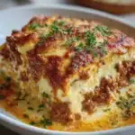 Lasaña Casera de Carne y Queso Gratinado