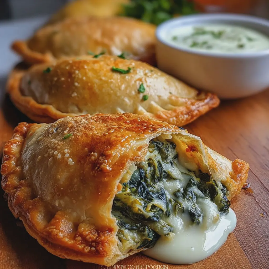 Empanadas de espinacas y salsa blanca