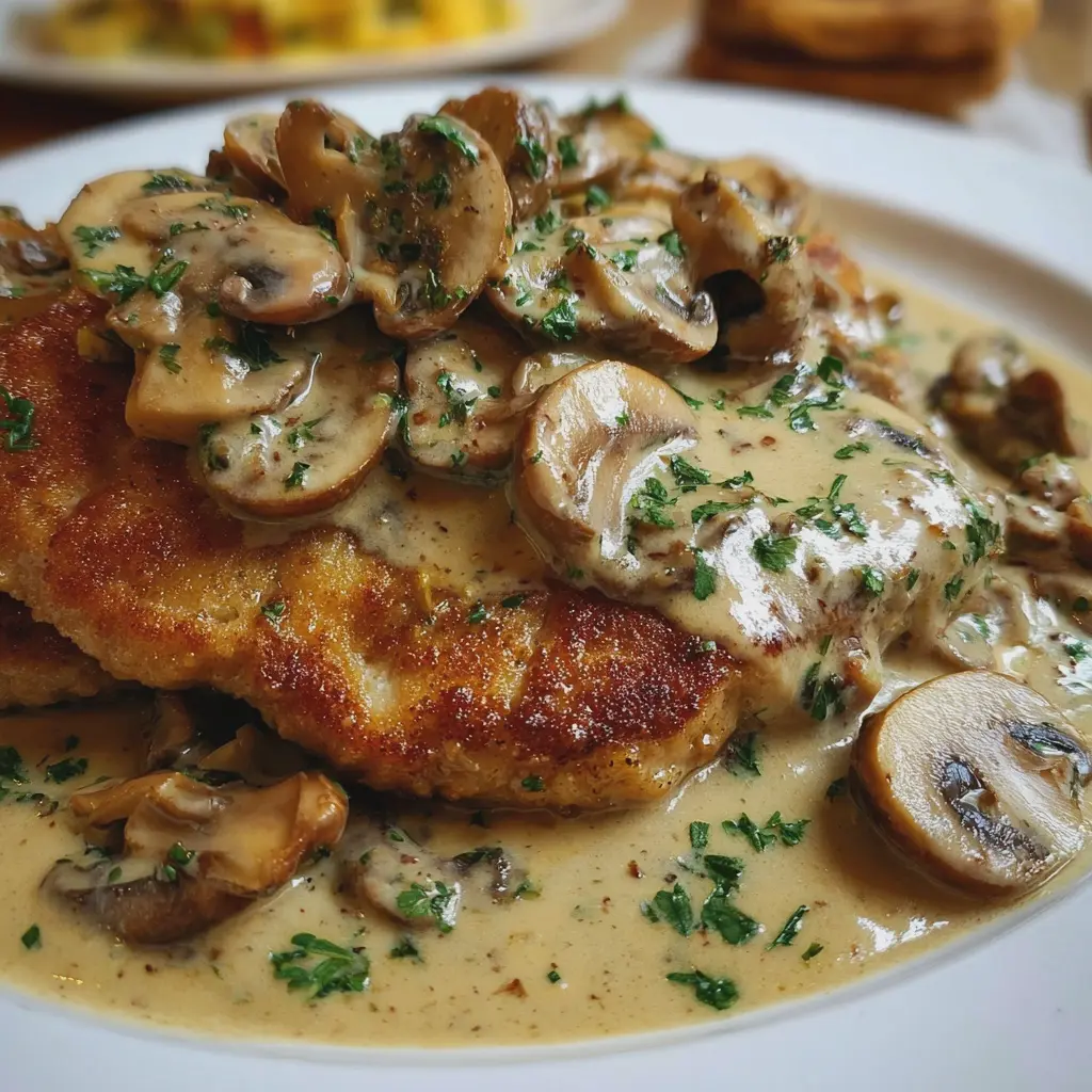 Escalopes de Ternera a la Crema con Champiñones