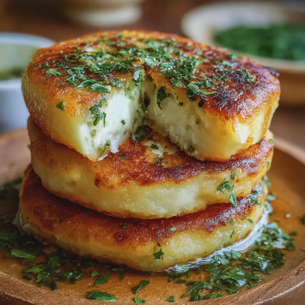 Tortitas de Patata Rellenas de Queso y Hierbas