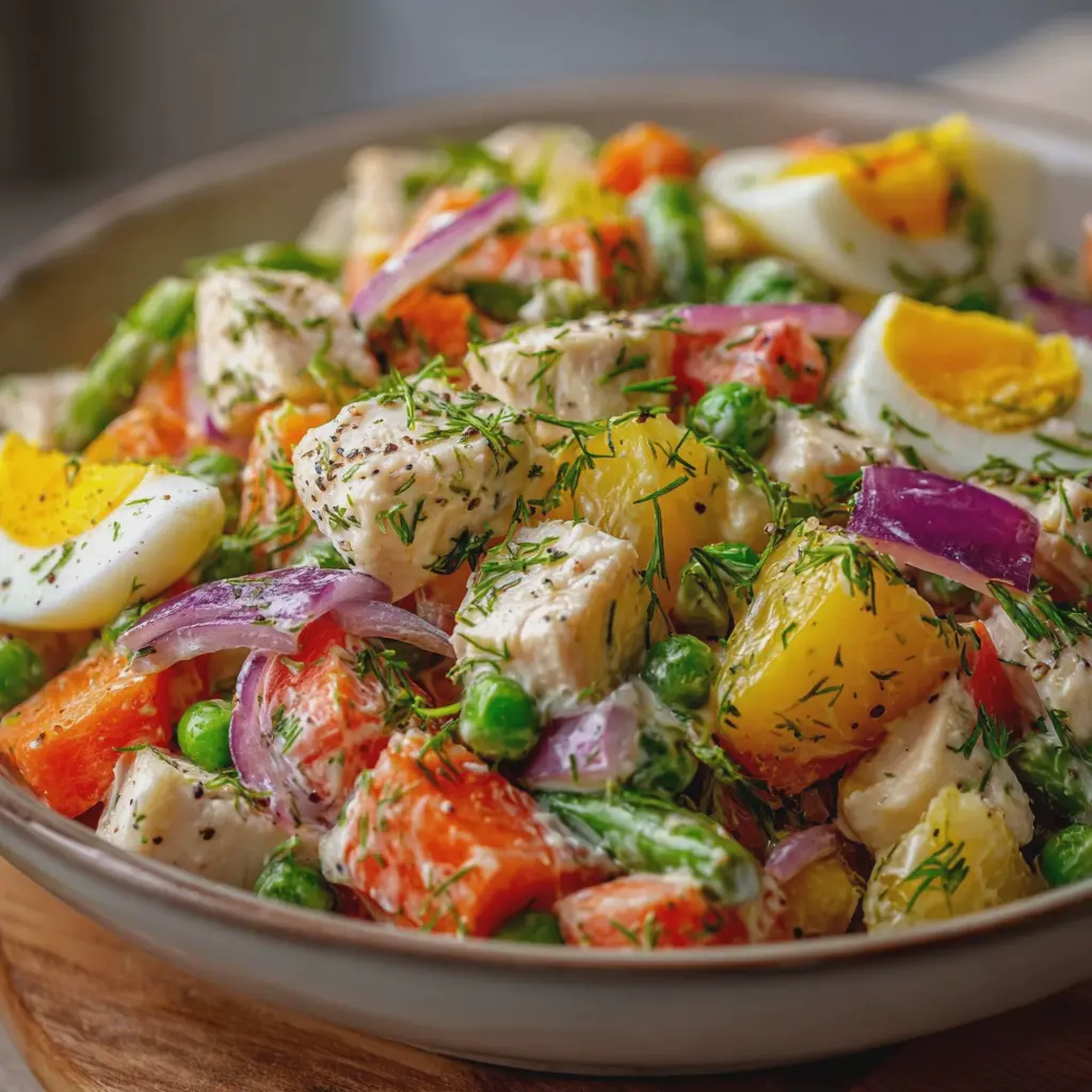 Ensalada Rusa de Pollo con Verduras