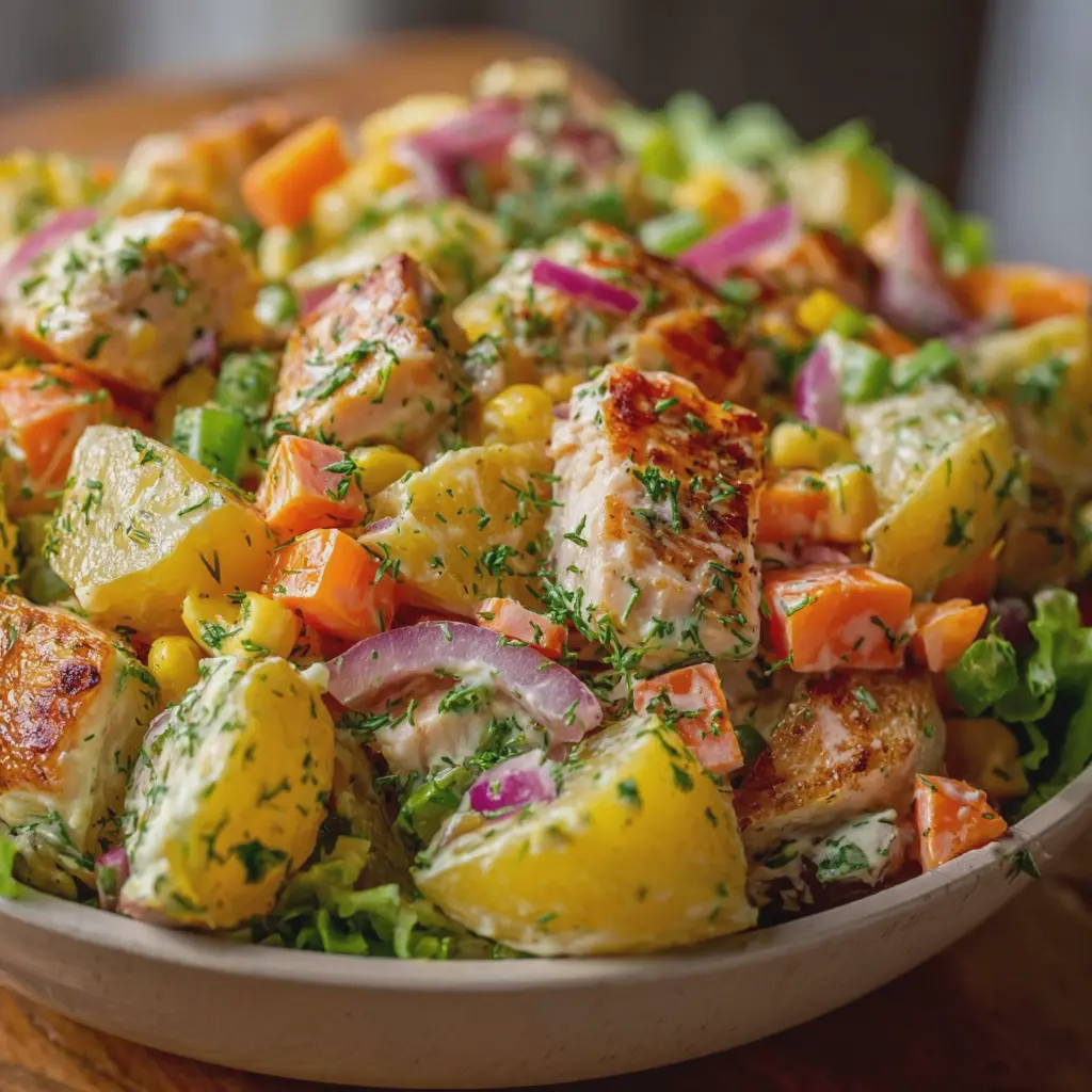 Ensalada Fría de Pollo con Papas y Verduras