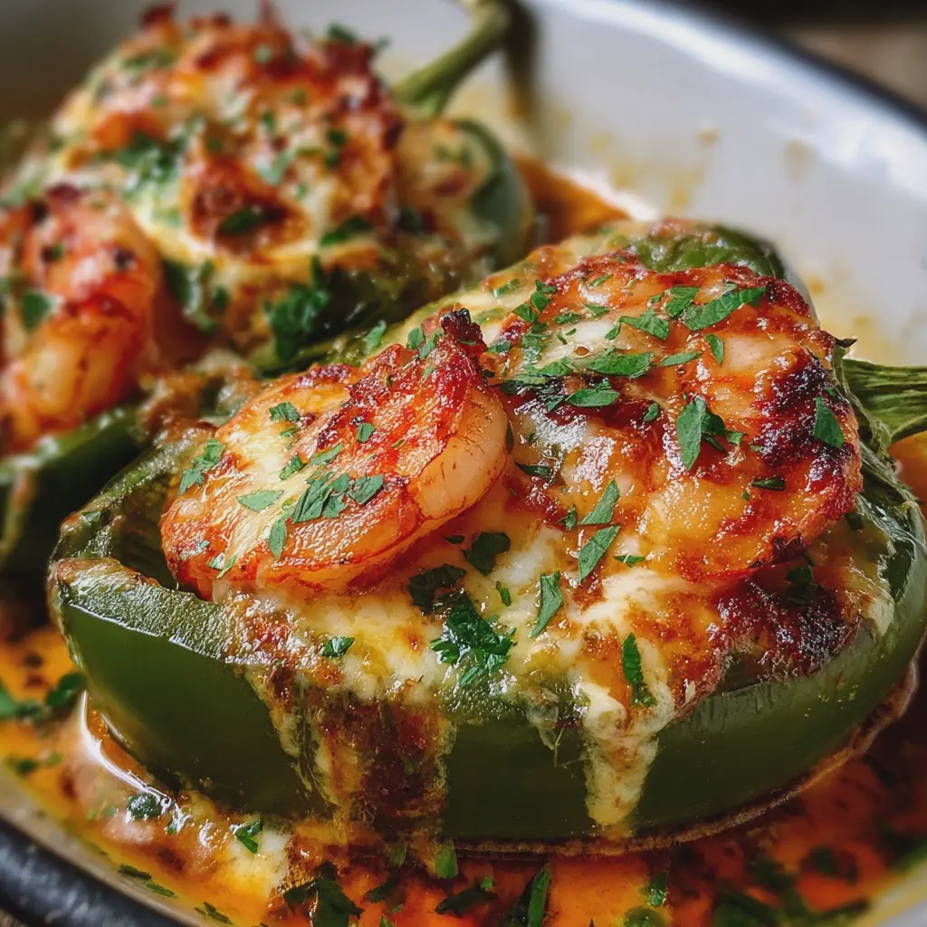 Pimientos Rellenos de Gambas y Queso Crema