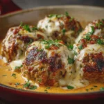 ALBÓNDIGAS RELLENAS DE QUESO EN CREMA DE CHIPOTLE
