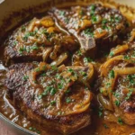 Chuletas de Res Guisadas en Salsa de Cebolla
