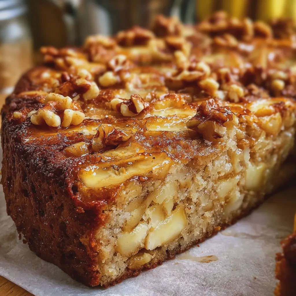 PASTEL DE PLÁTANO, MANZANA Y NUECES