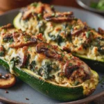 calabacín rellenas de espinacas, champiñones y ricotta