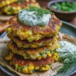 Tortitas de Elote y Calabacita con Aderezo de Eneldo