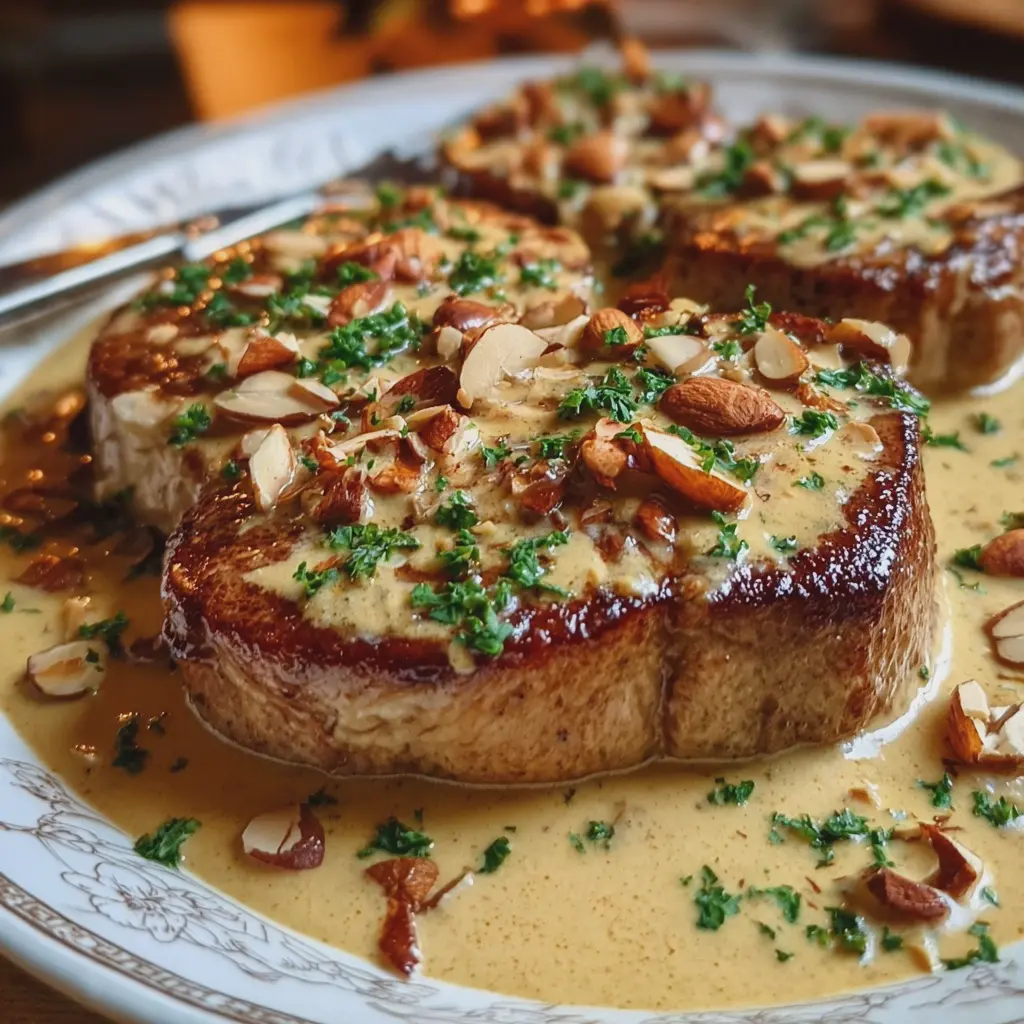 Medallones de Ternera en Salsa Cremosa con Almendras