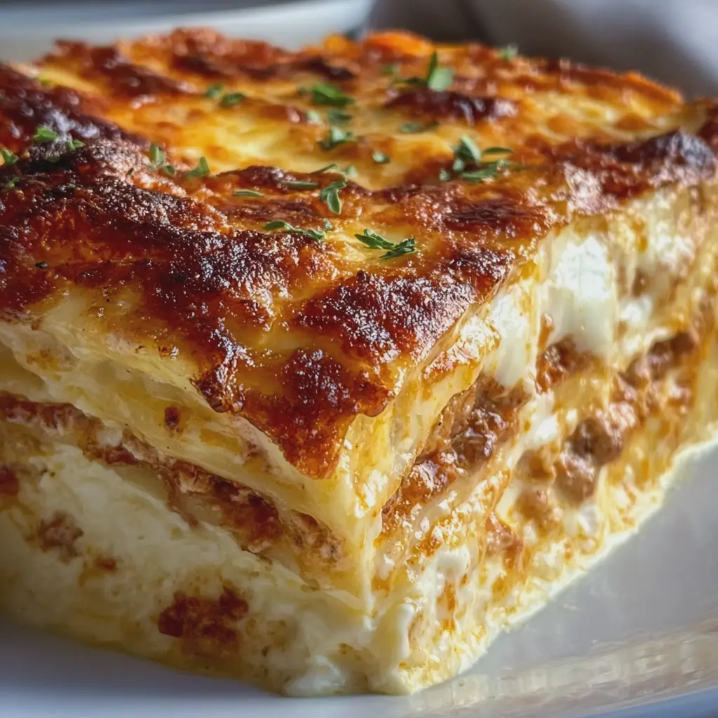 Lasaña Casera Cremosa Gratinada y Llena de Sabor