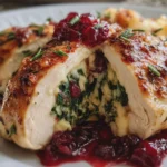 Pollo Relleno de Espinaca y Queso con Salsa de Arándanos
