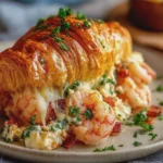 Croissant con camarones, cangrejo y queso